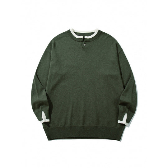 Unisex Oversize Feinstrickpullover mit Henley-Knopfleiste und Schlitzbündchen Nord Taschen
