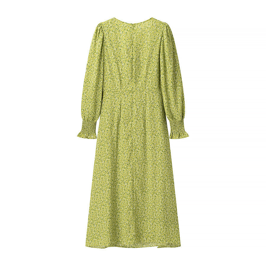 Damen Midikleid mit Herzausschnitt, gerafften Ballonärmeln und A‑Linien‑Silhouette Nord Taschen
