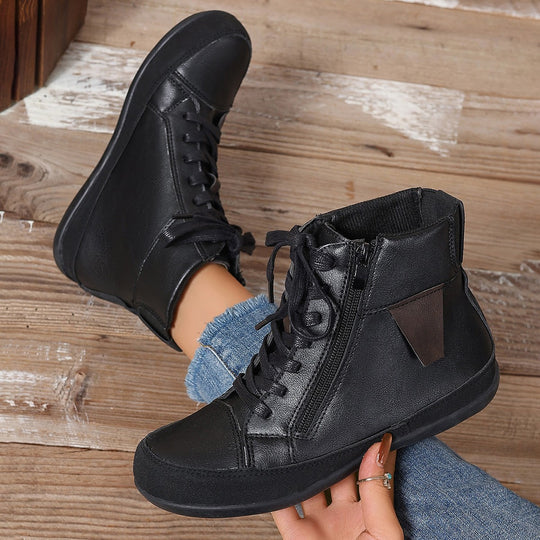 Damen  hochgeschnittene Freizeit-Sneaker-Stiefelette mit seitlichem Reißverschluss gepolstertem Fußbett und rutschfester Gummisohle Nord Taschen
