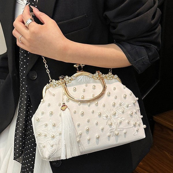 Damen elegante Clutch-Tasche mit luxuriösen Perlenverzierungen Nord Taschen