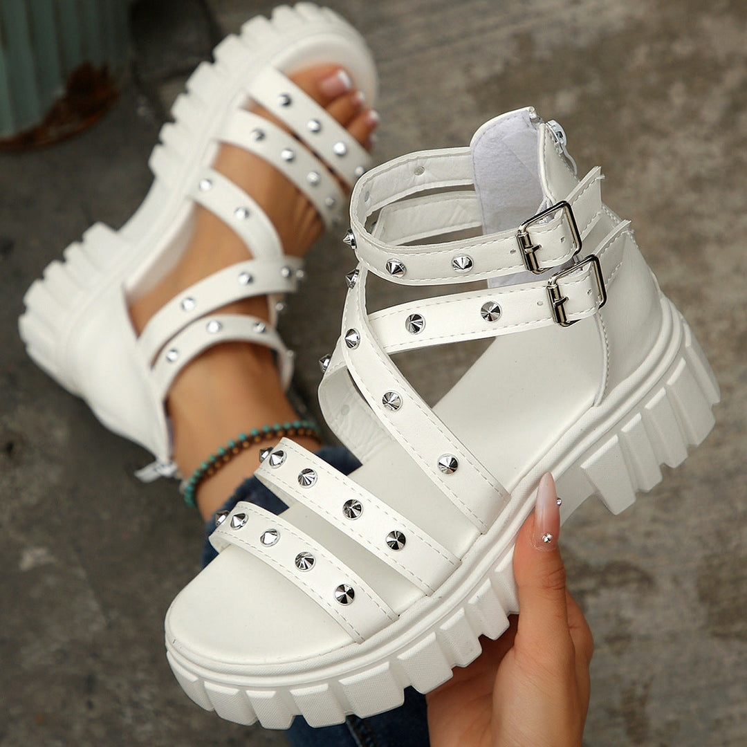 Damen modische Sandalen mit stilvollen Verschlüssen und Glitzerakzenten