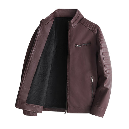 Herren Modische Lederjacke mit Steppnähten Nord Taschen