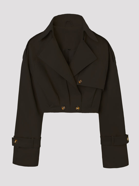 Damen Kurzjacke im Trenchcoat‑Stil mit weitem Revers Nord Taschen