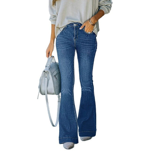Damen Vintage-inspirierte High-Waist Schlagjeans mit sculptenden Nahtdetails Nord Taschen