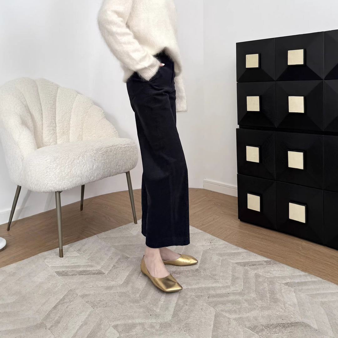 Damen Hochtaillierte Samt-Culotte mit weitem Bein und dezenten Eingrifftaschen Nord Taschen