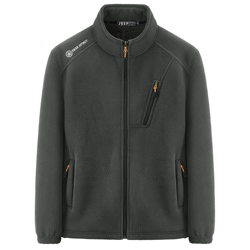 Herren Thermo‑Fleecejacke mit Sherpa‑Innenfutter, Stehkragen und Reißverschlusstaschen Nord Taschen