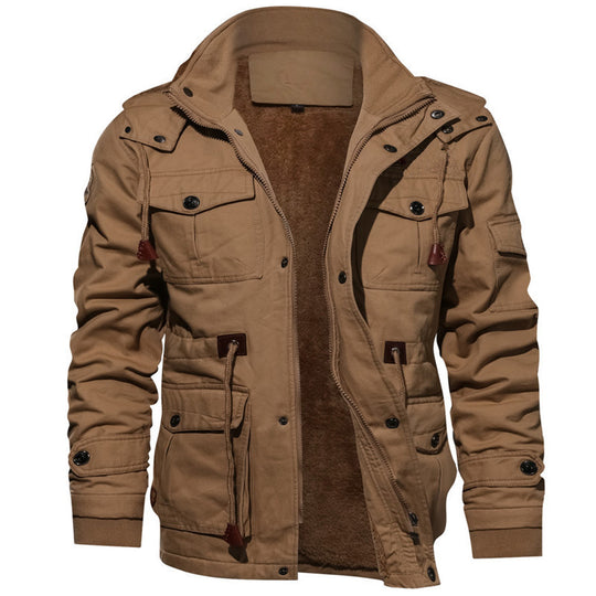 Herren Multifunktionaler Canvas-Zwischenlagenparka mit Teddyfleece-Innenlage und Utility-Taschen Nord Taschen