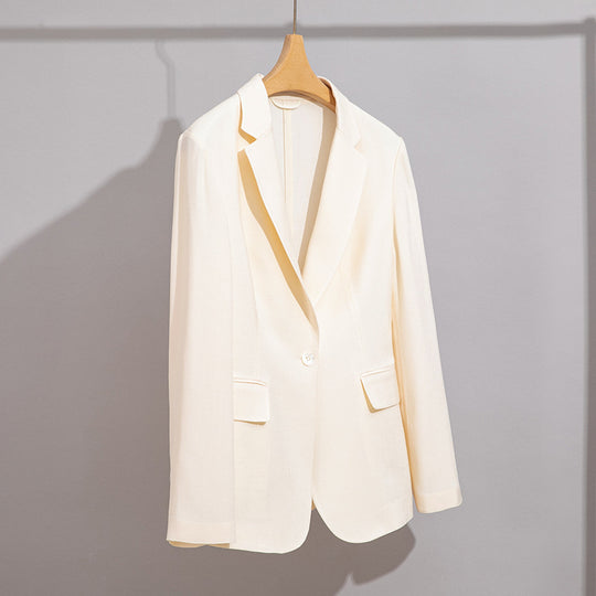 Damen Leichter strukturierter Ein-Knopf-Blazer mit figurformenden Abnähern und Pattentaschen Nord Taschen