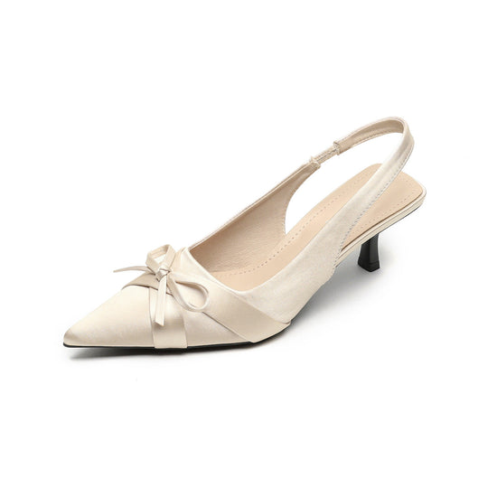Damen Slingback-Pumps mit eleganter Schleife und modischem Spitzendesign