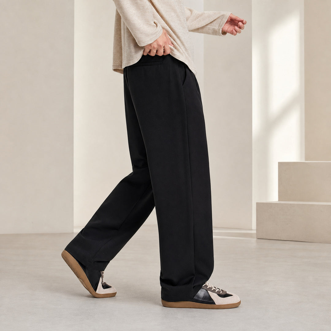 Herren Relaxed-Fit Bundfaltenhose aus feinem Webstoff mit weitem Bein Nord Taschen