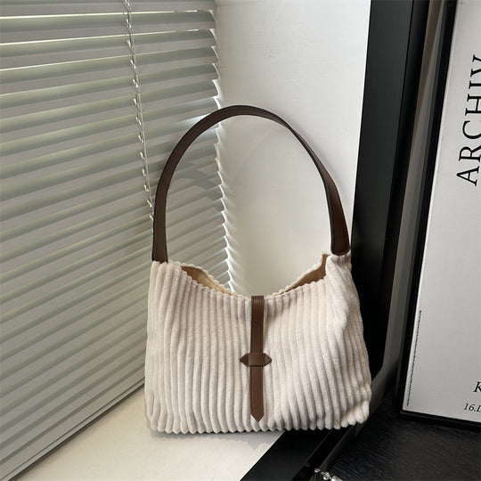 Damen Hobo-Tasche mit luxuriösem Rippenmuster und eleganter Lederakzent Nord Taschen