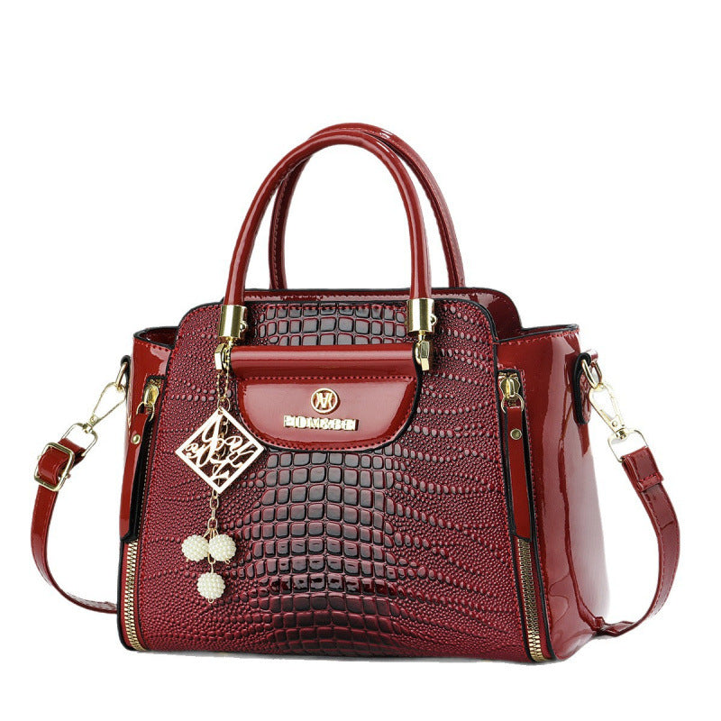 Damen elegante Handtasche im strukturierten Krokodil-Leder-Look Nord Taschen
