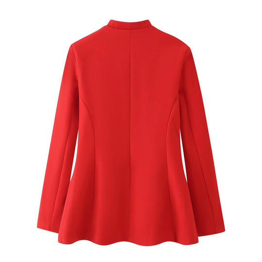 Damen Chinesisch-inspirierte Manteljacke mit Stehkragen und dekorativen Knotenverschlüssen Nord Taschen