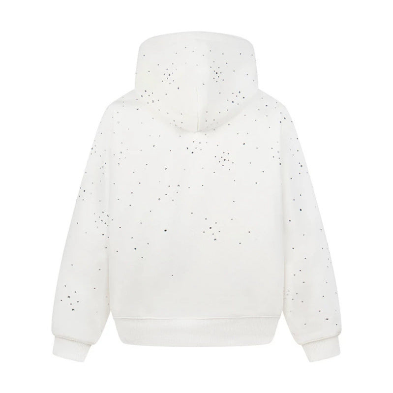Damen Kapuzenpullover mit Statement-Print Metallic-Lettering und Paint-Splatter-Optik Nord Taschen