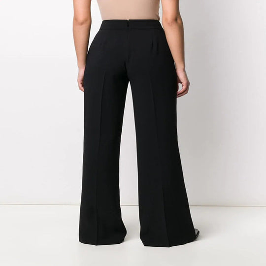 Damen Hochtaillierte Tailoring-Palazzohose mit Bügelfalte und weitem Bein Nord Taschen