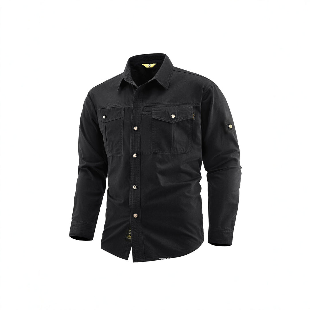 Herren Canvas-Overshirt im Field‑Style mit Brustklappen und durchgehender Knopfleiste Nord Taschen