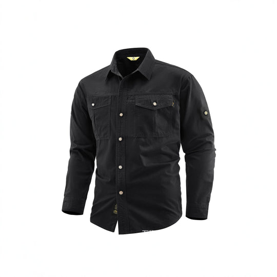 Herren Canvas-Overshirt im Field‑Style mit Brustklappen und durchgehender Knopfleiste Nord Taschen