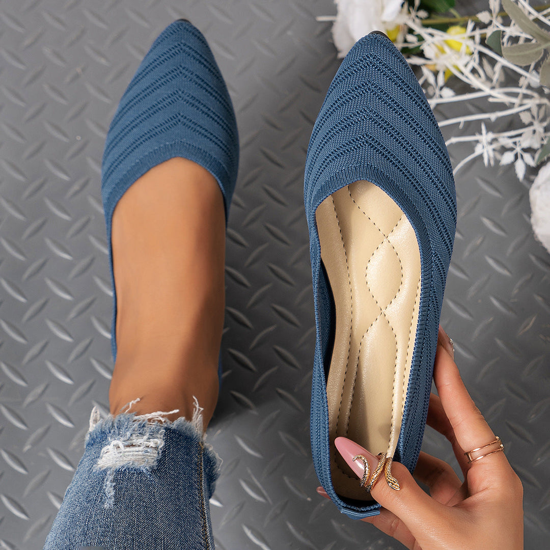 Damen spitze Ballerinas mit strukturiertem Obermaterial