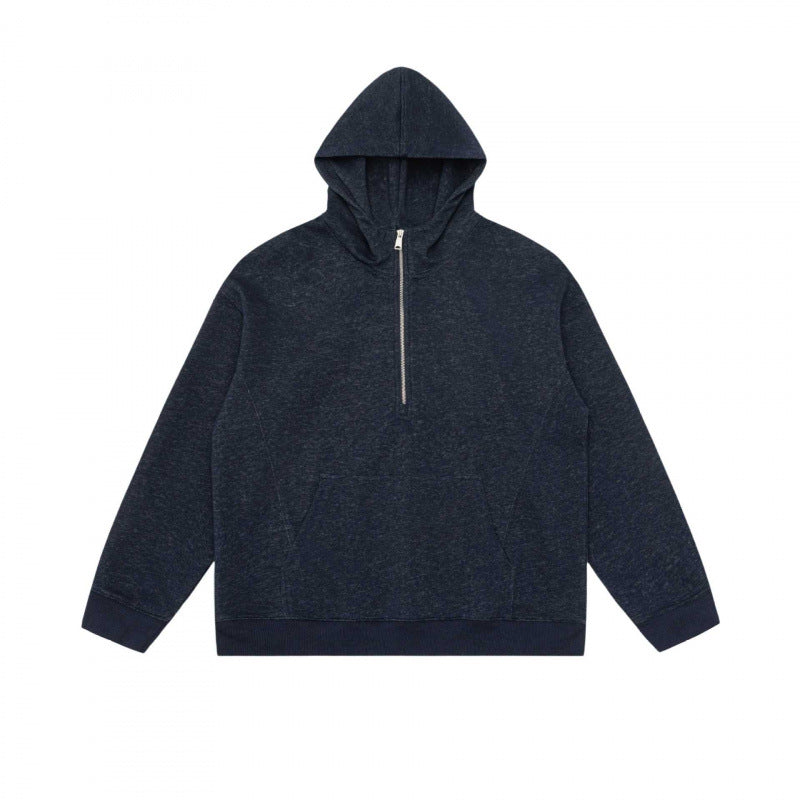 Unisex Kapuzen-Halbzip-Sweatshirt mit Kängurutasche und Rippbündchen Nord Taschen