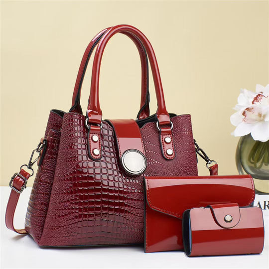 Damen Handtasche mit strukturiertem Croco-Look und abnehmbarem Zubehör Nord Taschen