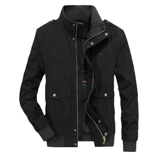 Herren Utility-Canvasblouson mit hohem Stehkragen, Schulterpatten und doppelter Frontöffnung Nord Taschen