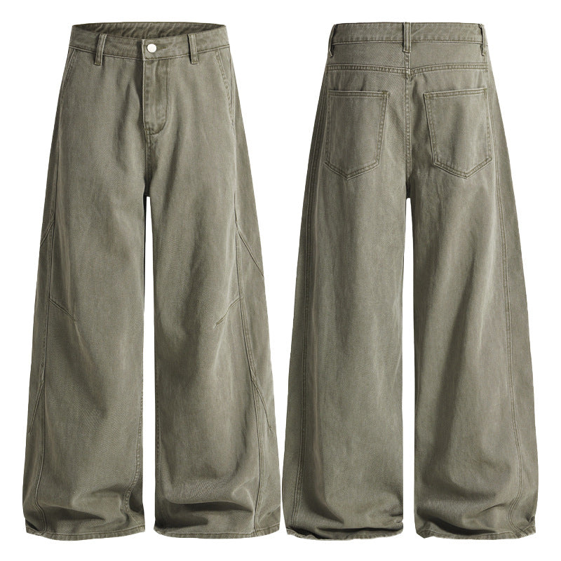 Damen Extraweite Twill‑Palazzohose mit tiefem Schritt und dekorativen Nahtpaneelen Nord Taschen