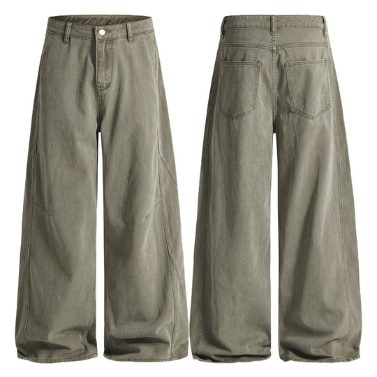 Damen Extraweite Twill‑Palazzohose mit tiefem Schritt und dekorativen Nahtpaneelen Nord Taschen