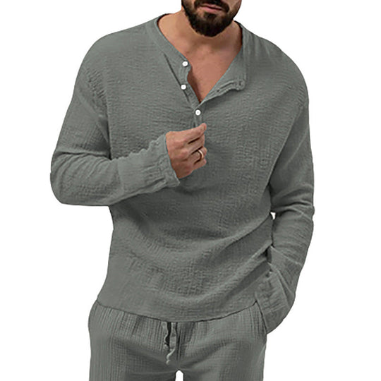 Herren Langarmshirt mit Knopfleiste Nord Taschen