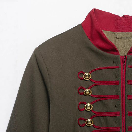 Damen Marschalljacke im Military-Stil mit Kordelbesatz und Stehkragen Nord Taschen