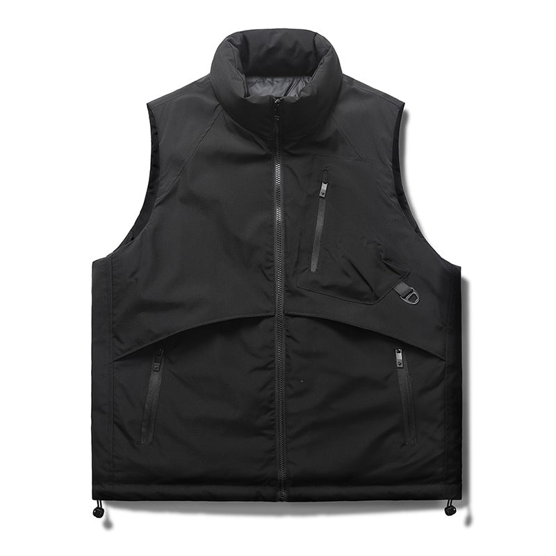 Herren Gepolsterte Utility-Weste mit Stehkragen, Reißverschlusstaschen & Kordelzug Nord Taschen