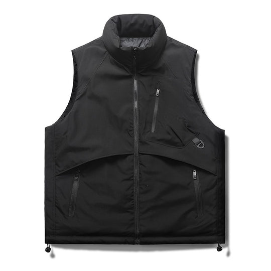 Herren Gepolsterte Utility-Weste mit Stehkragen, Reißverschlusstaschen & Kordelzug Nord Taschen
