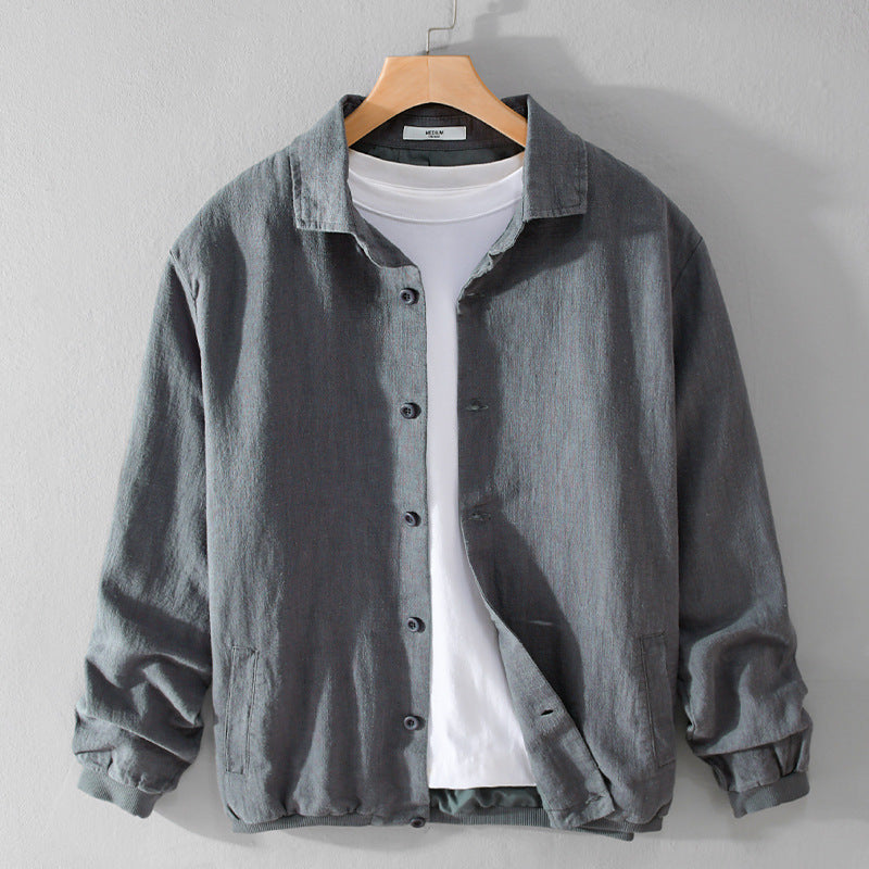 Herren Leichte Leinen-Hemdjacke mit Knopfleiste und Relaxed Fit Nord Taschen