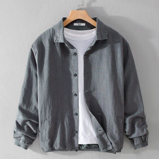 Herren Leichte Leinen-Hemdjacke mit Knopfleiste und Relaxed Fit Nord Taschen
