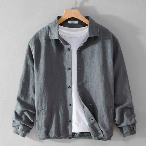 Herren Leichte Leinen-Hemdjacke mit Knopfleiste und Relaxed Fit Nord Taschen