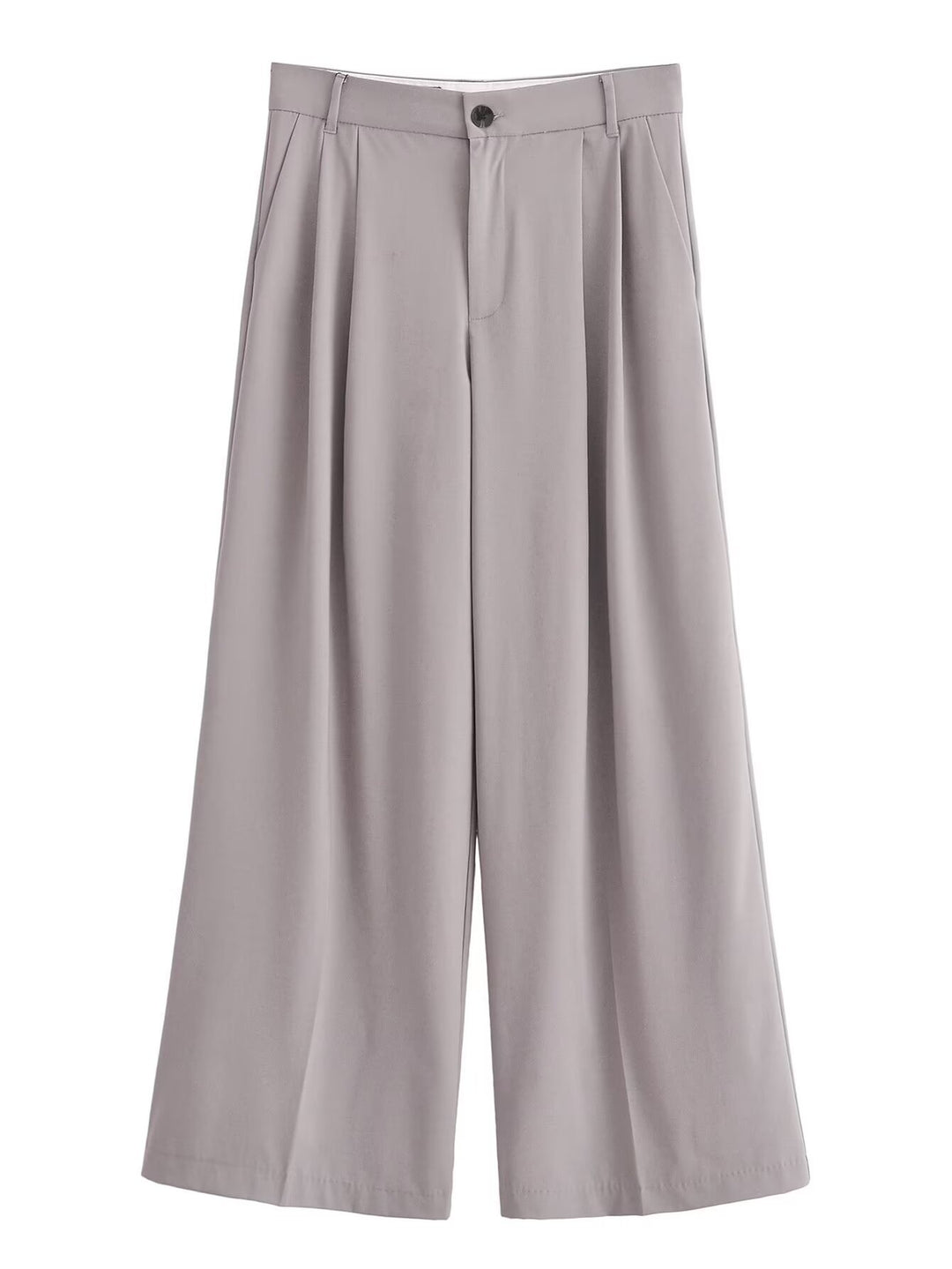 Damen Weite Bundfaltenhose im Palazzo‑Stil mit hoher Taille Nord Taschen