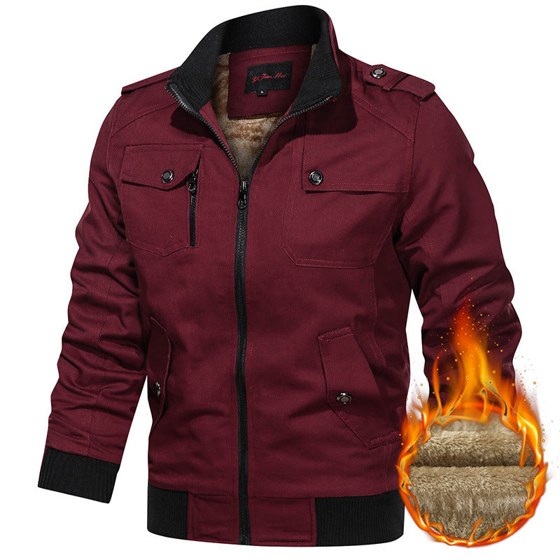 Herren  gefütterte Utility-Bomberjacke mit Teddyfutter, Schulterpatten und multifunktionalen Taschen Nord Taschen