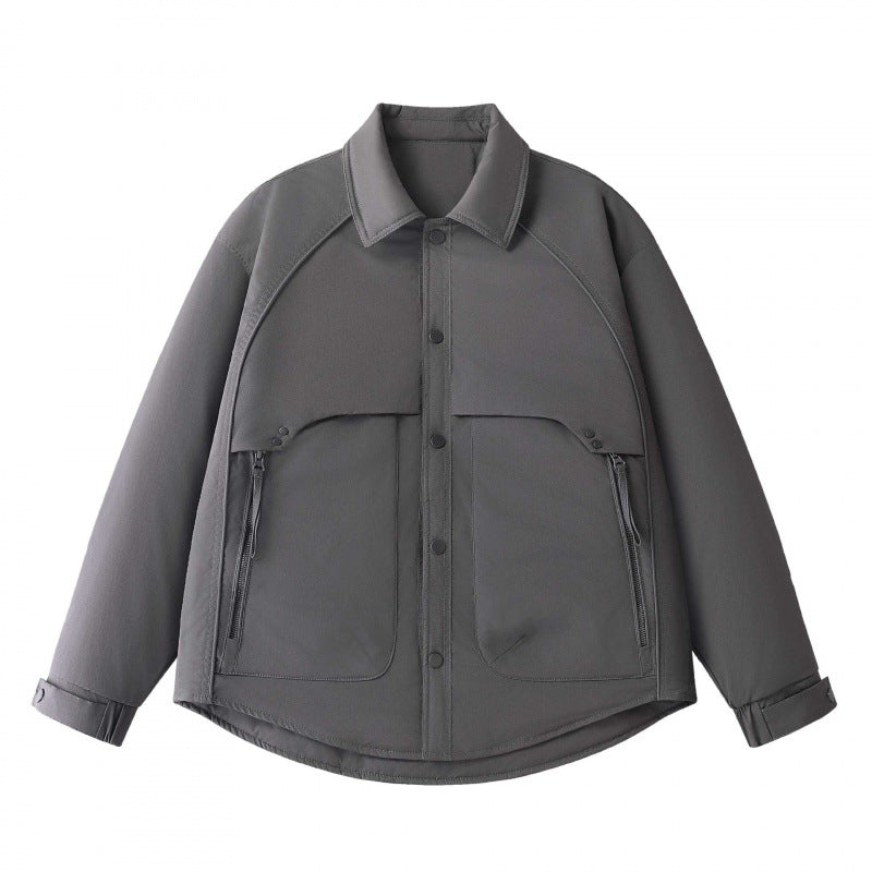 Herren Gepolsterte Hemdjacke mit abgerundetem Saum, Reißverschluss-Taschen und Druckknopf-Leiste Nord Taschen