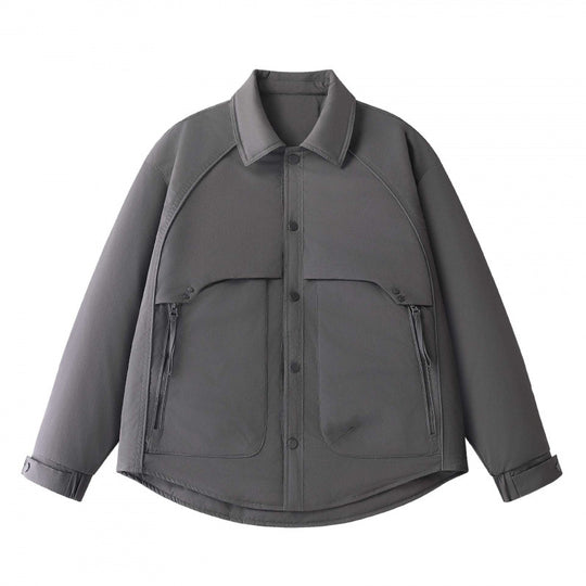 Herren Gepolsterte Hemdjacke mit abgerundetem Saum, Reißverschluss-Taschen und Druckknopf-Leiste Nord Taschen