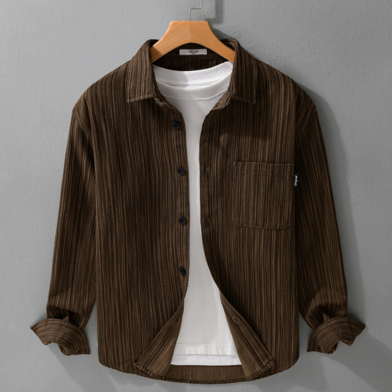 Herren Cord-Overshirt mit feiner Streifenstruktur und aufgesetzter Brusttasche Nord Taschen