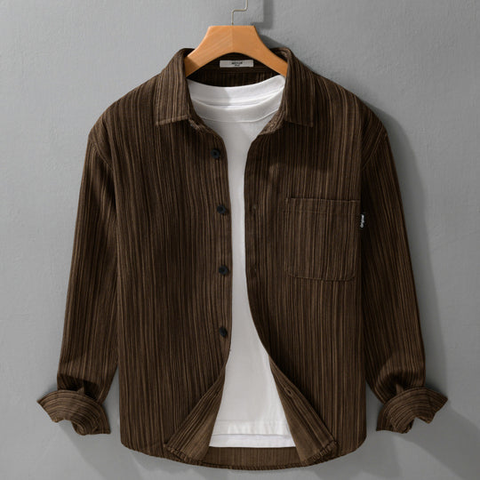 Herren Cord-Overshirt mit feiner Streifenstruktur und aufgesetzter Brusttasche Nord Taschen