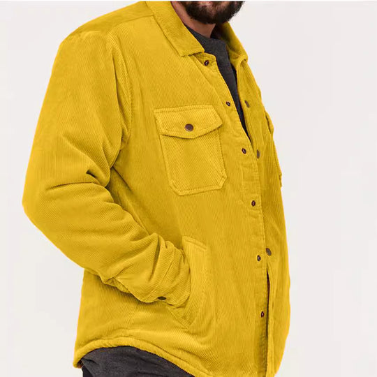 Herren Kord-Worker-Overshirt mit Druckknopfleiste, Pattentaschen und aufgesetzten Eingrifftaschen Nord Taschen