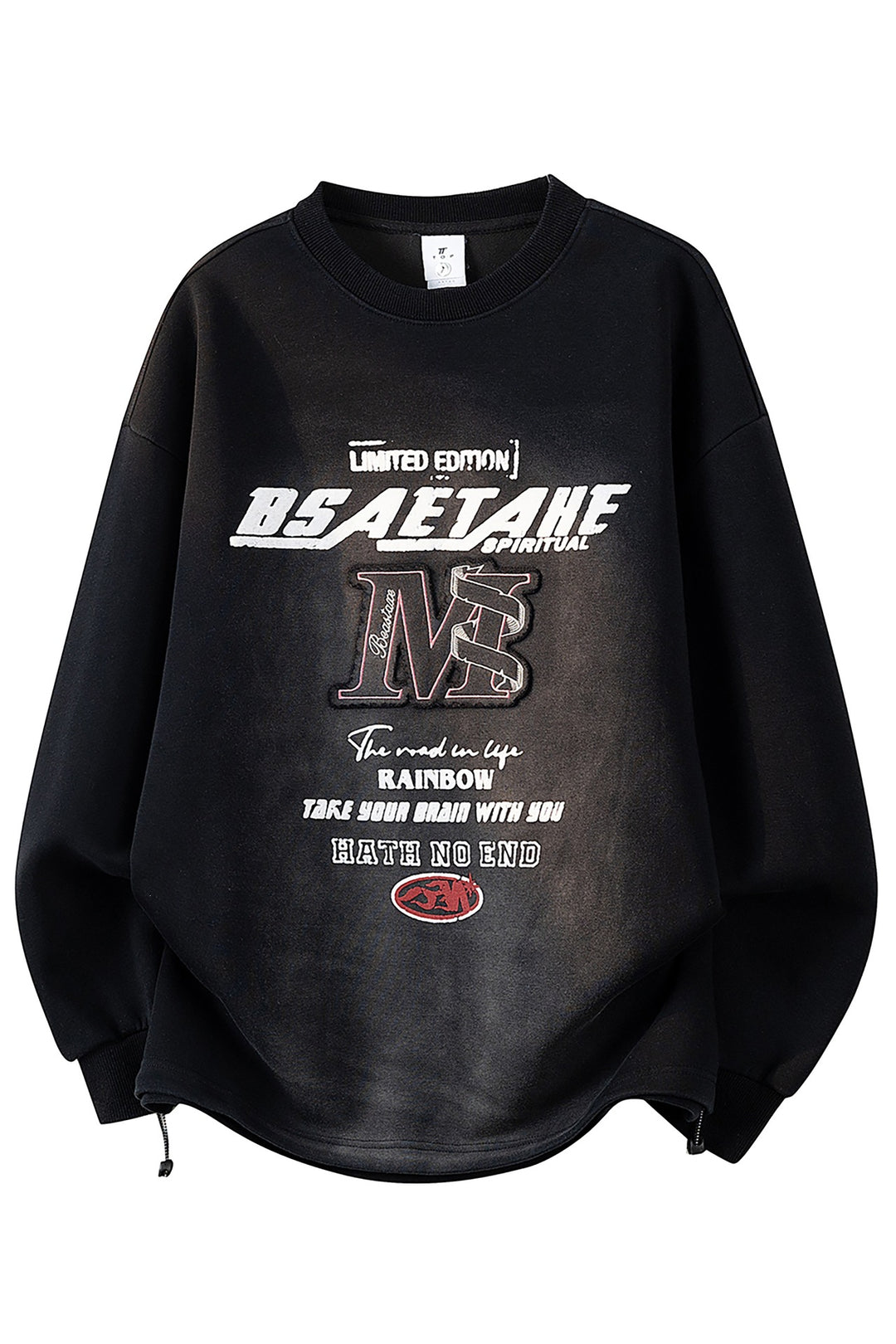 Herren Oversize Sweatshirt mit Allover-Print, Rundhalsausschnitt & Tunnelzugsaum Nord Taschen
