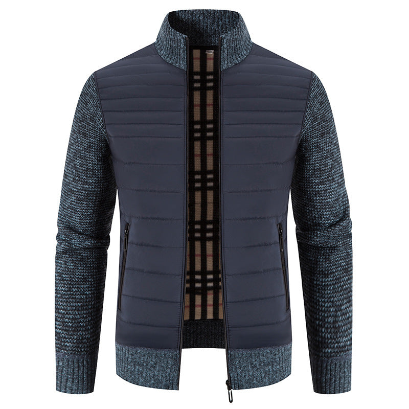 Herren gesteppte Hybridjacke mit Strickärmeln und modernem Stehkragen Avellé