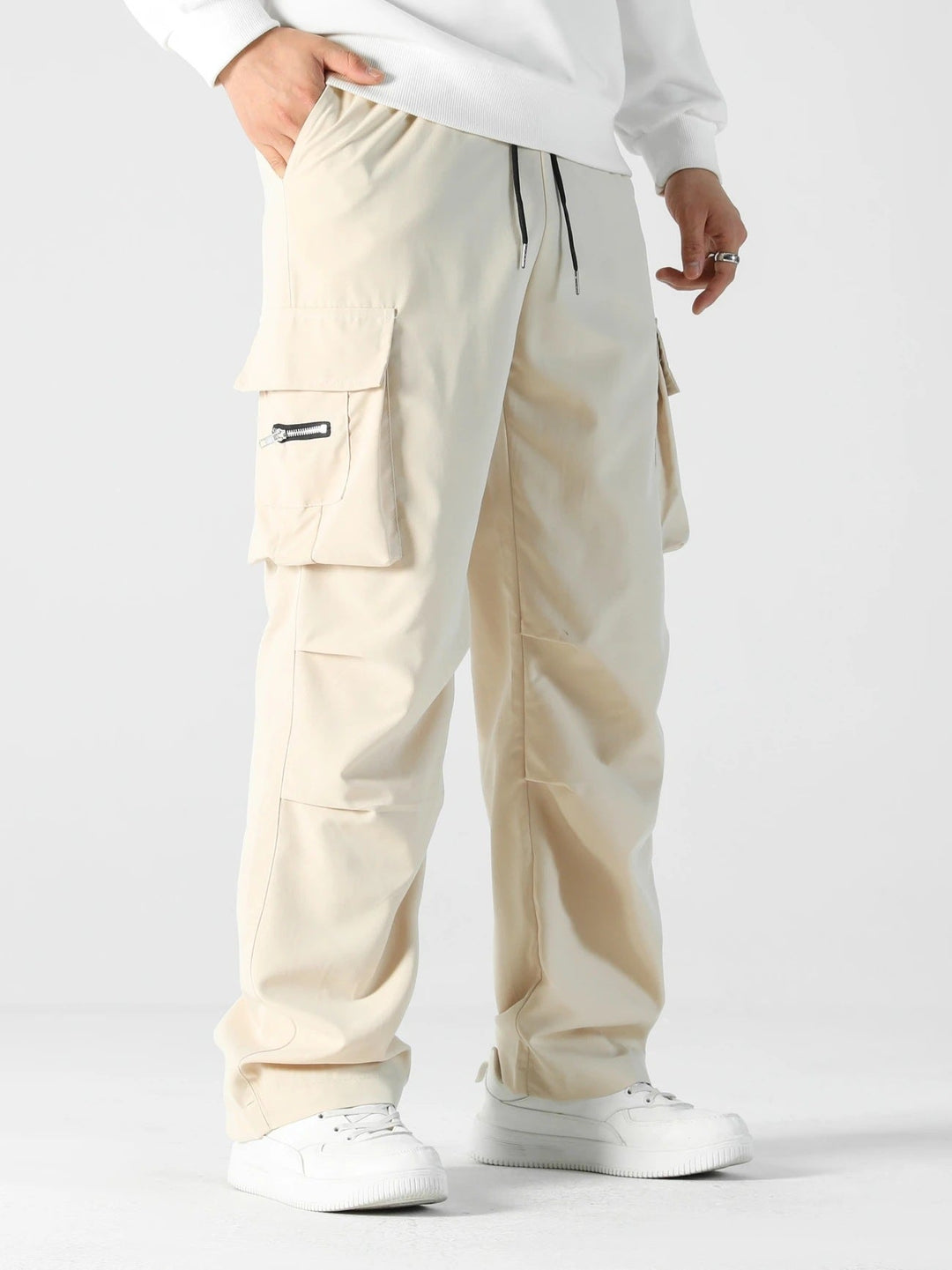 Herren Cargo-Hose mit multifunktionalen Taschen und elastischem Bund Hedi-Mode