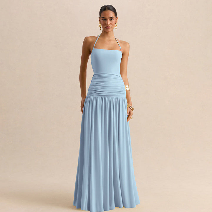 Damen Maxikleid mit Raffungen und schulterfreiem Design