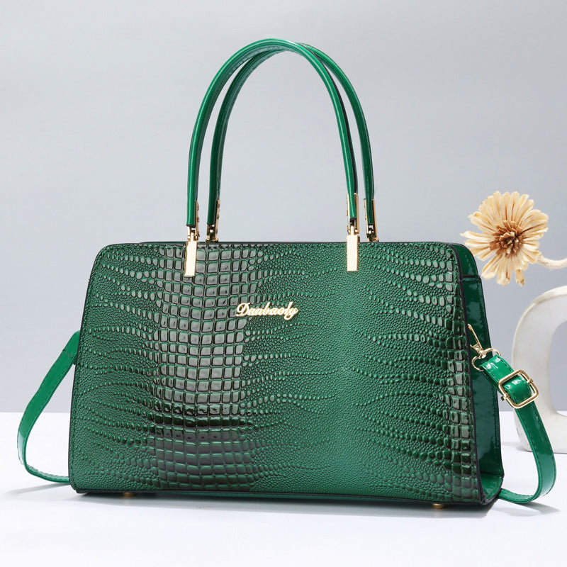 Damen elegante Handtasche mit Krokodilleder-Optik und abnehmbaren Tragegurt Nord Taschen