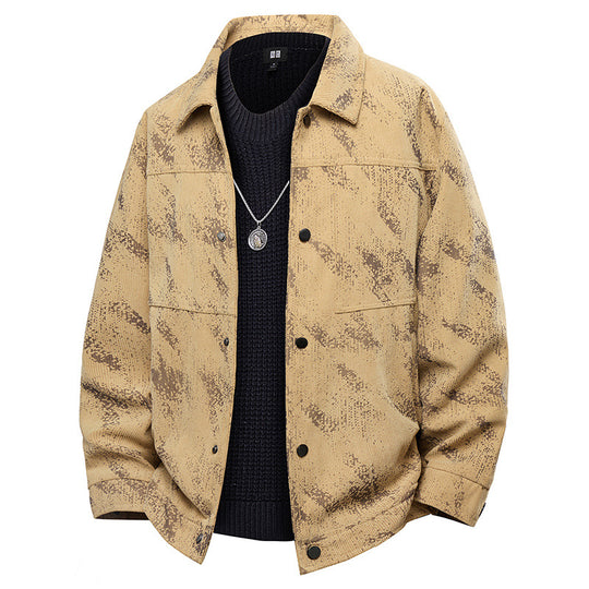 Herren Leichte Overshirt-Jacke mit dezenter Reptilprägung und Druckknopfverschluss Nord Taschen