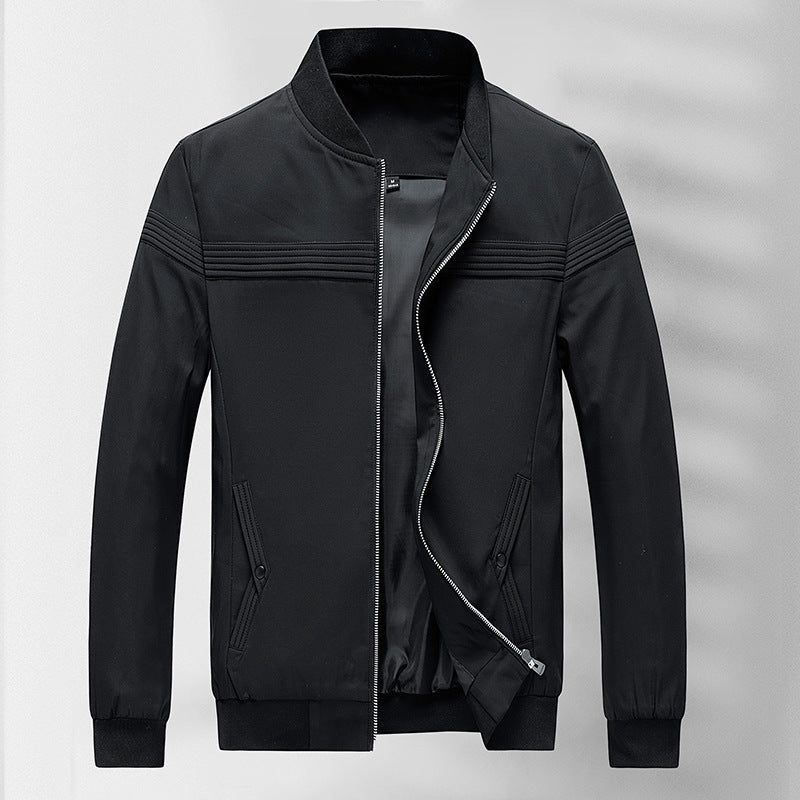 Herren schlichter Slim-Fit Zipper-Blouson mit Stehkragen, tonalen Nahtdetails und elastischen Bündchen Nord Taschen