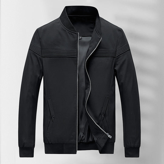 Herren schlichter Slim-Fit Zipper-Blouson mit Stehkragen, tonalen Nahtdetails und elastischen Bündchen Nord Taschen
