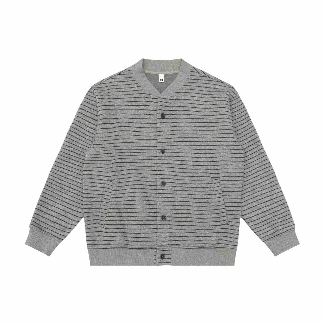 Herren Gestreifte Strick-Cardigan-Jacke mit V‑Ausschnitt und gerippten Bündchen Nord Taschen